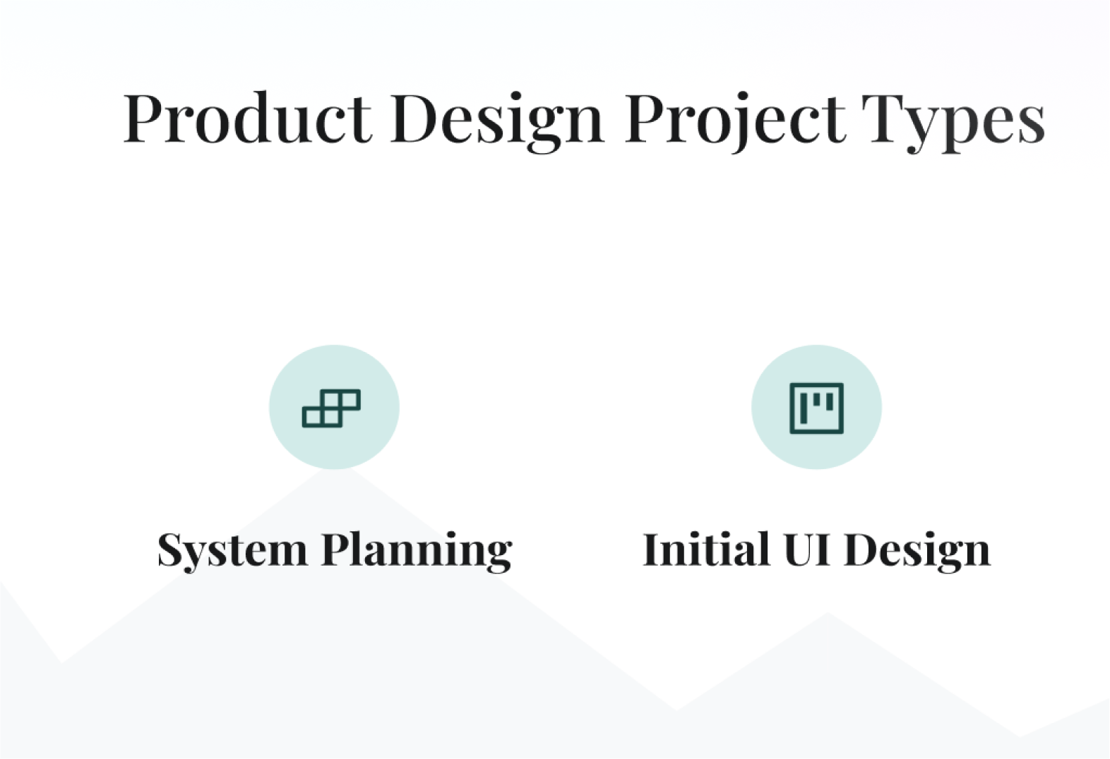 “Product design project types” training slide.